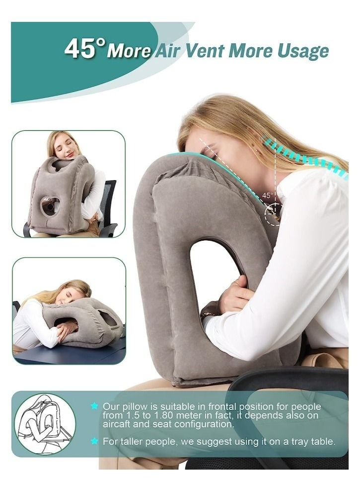 منزل الغابة وسادة سفر قابلة للنفخ للرقبة على الطائرة تدعم الرأس والذقن بشكل مريح للطائرات والقطارات والسيارات والقيلولة في المكتب - Image 4